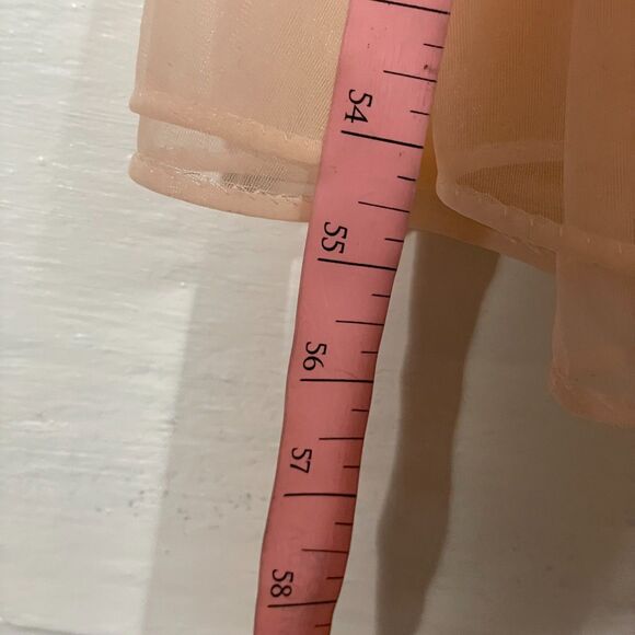 Vintage Pandora Lingerie Sheer Chiffon Nylon Robe Peach Ruffle Trim Size M - Picture 9 of 9